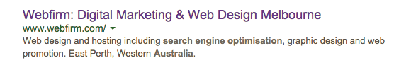 Webfirm.com showing old description