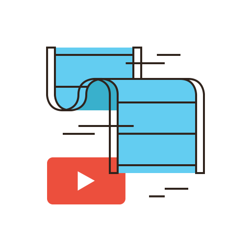 video reel with YouTube play symbol