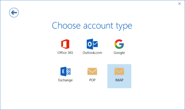 email account types in Outlook
