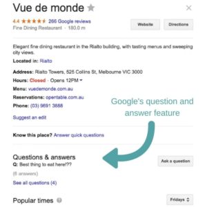 Google My Business question answer feature