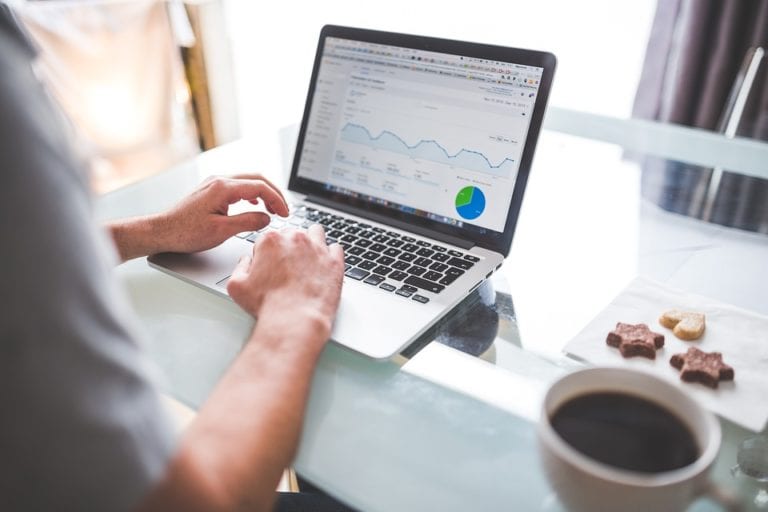 person using Google Analytics