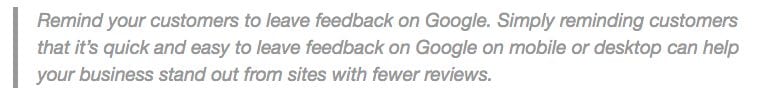 Google advice on reviews