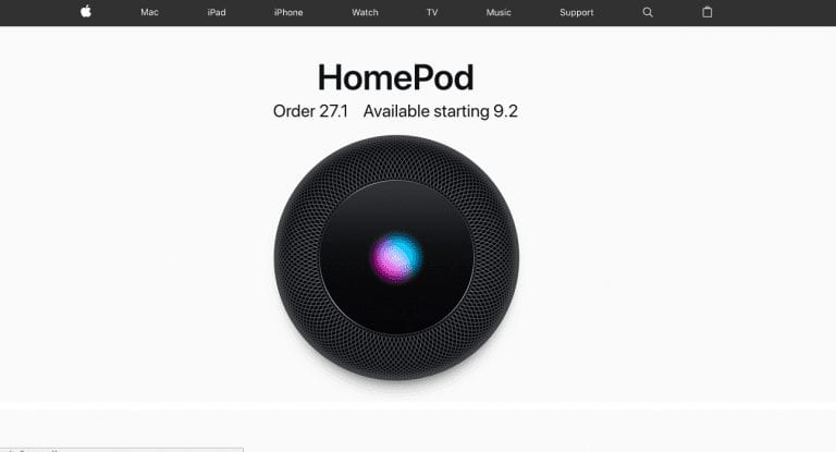 Apple website circa 2018