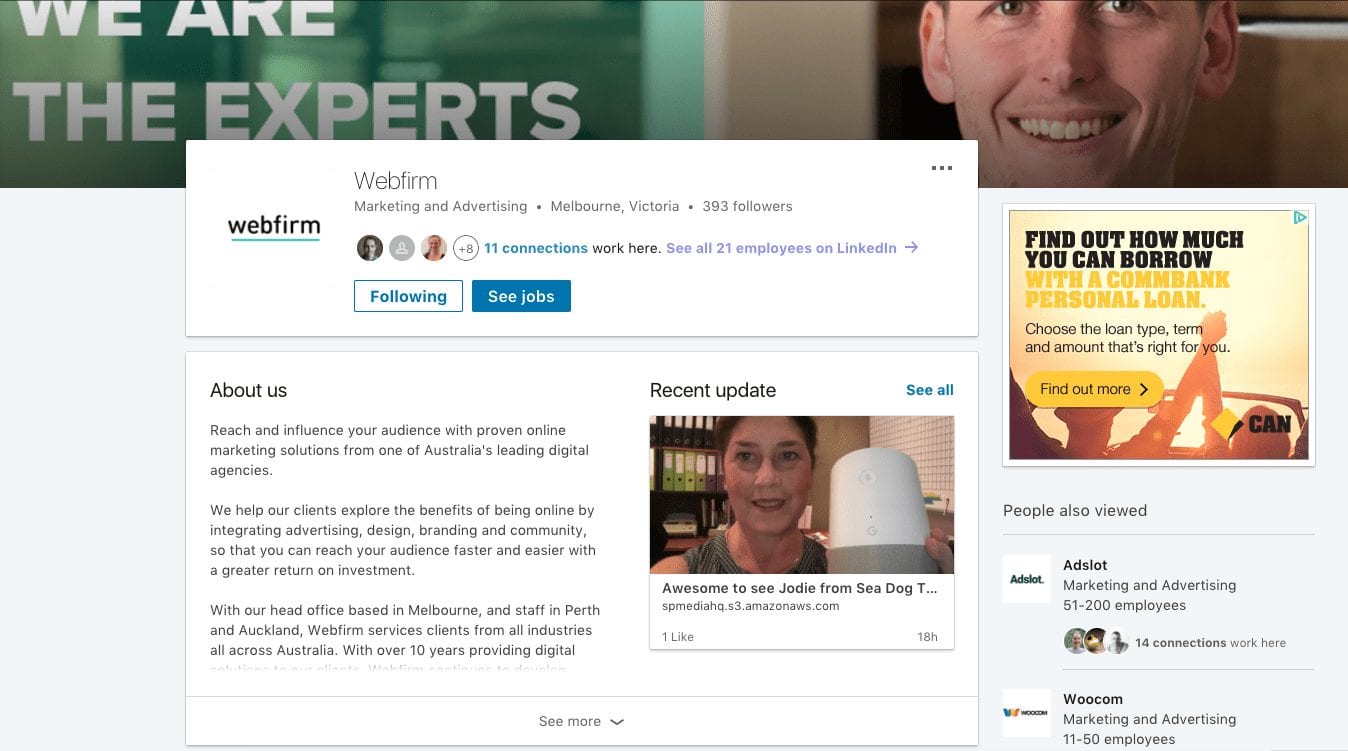 Webfirm's LinkedIn profile