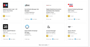 LinkedIn job search results