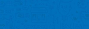 blue background with illustrations