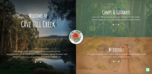 screenshot of Cave Hill Creek website