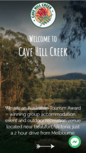 screenshot of Cave Hill Creek website