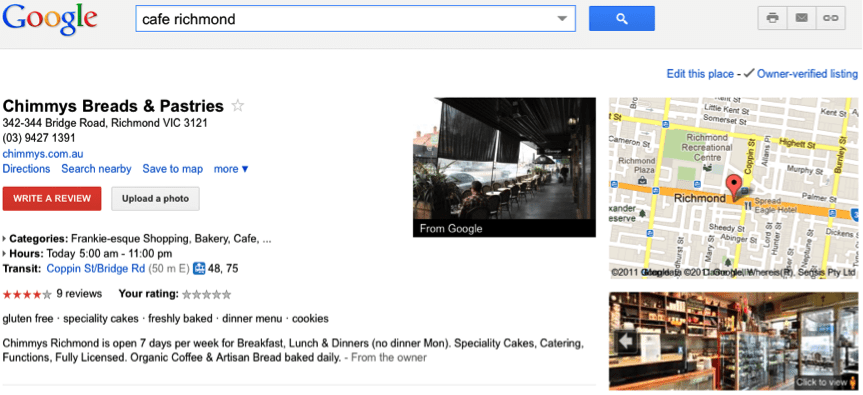 local maps search results