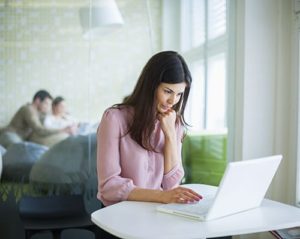 woman using laptop