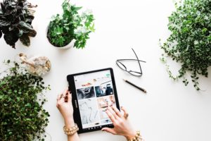 woman using tablet
