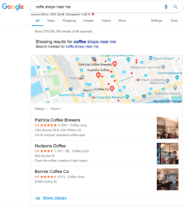 local maps search results