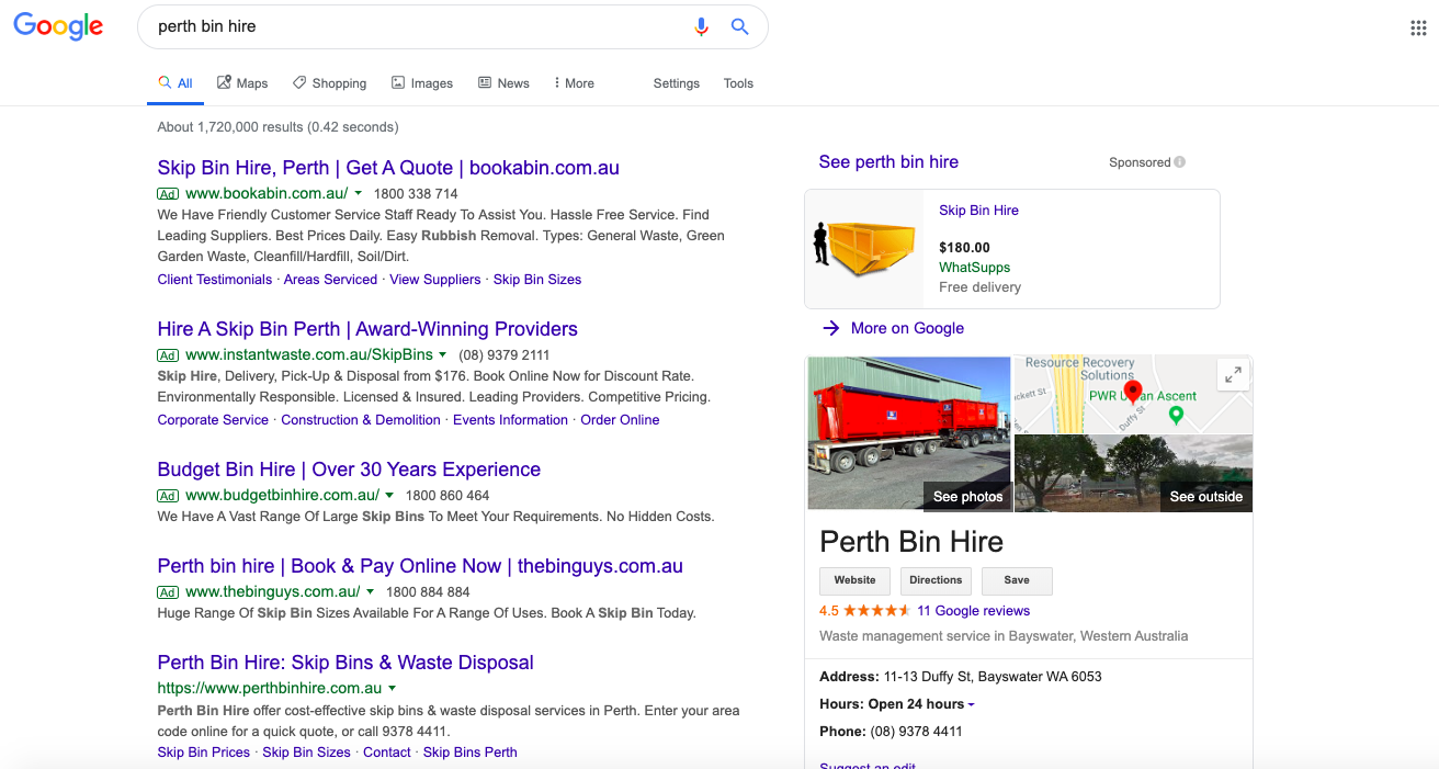 perth bin hire google